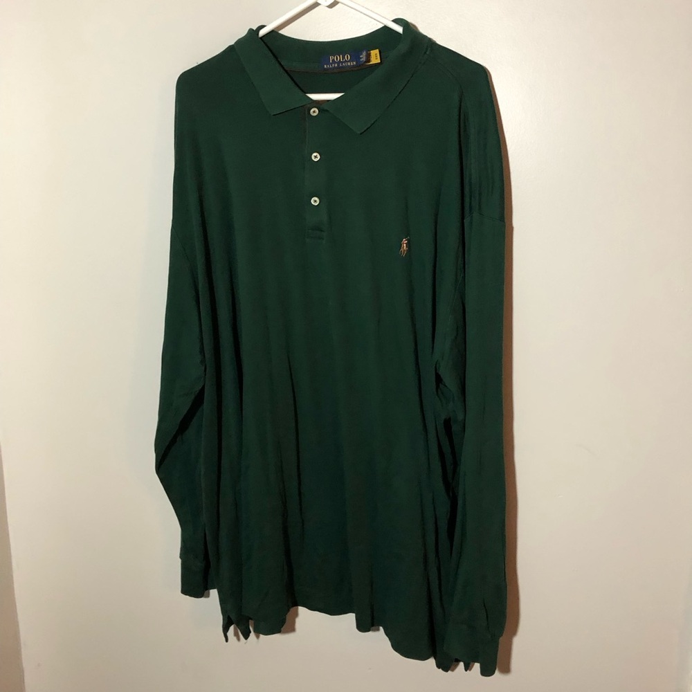 Polo Ralph Lauren classic long sleeve cotton green polo mens 4XLT shirt preppy